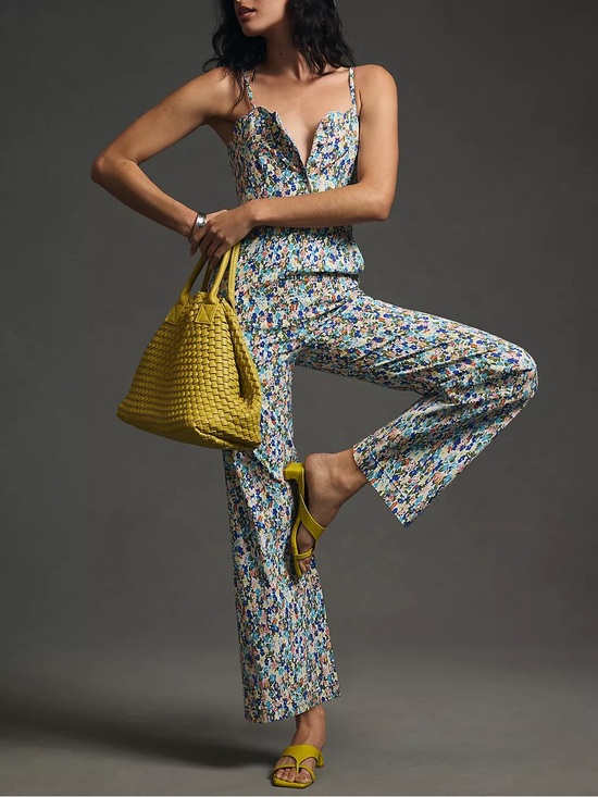 Maeve Pants - Maeve Anthropologie Colorful Floral Button Front Spaghetti Strap Jumpsuit